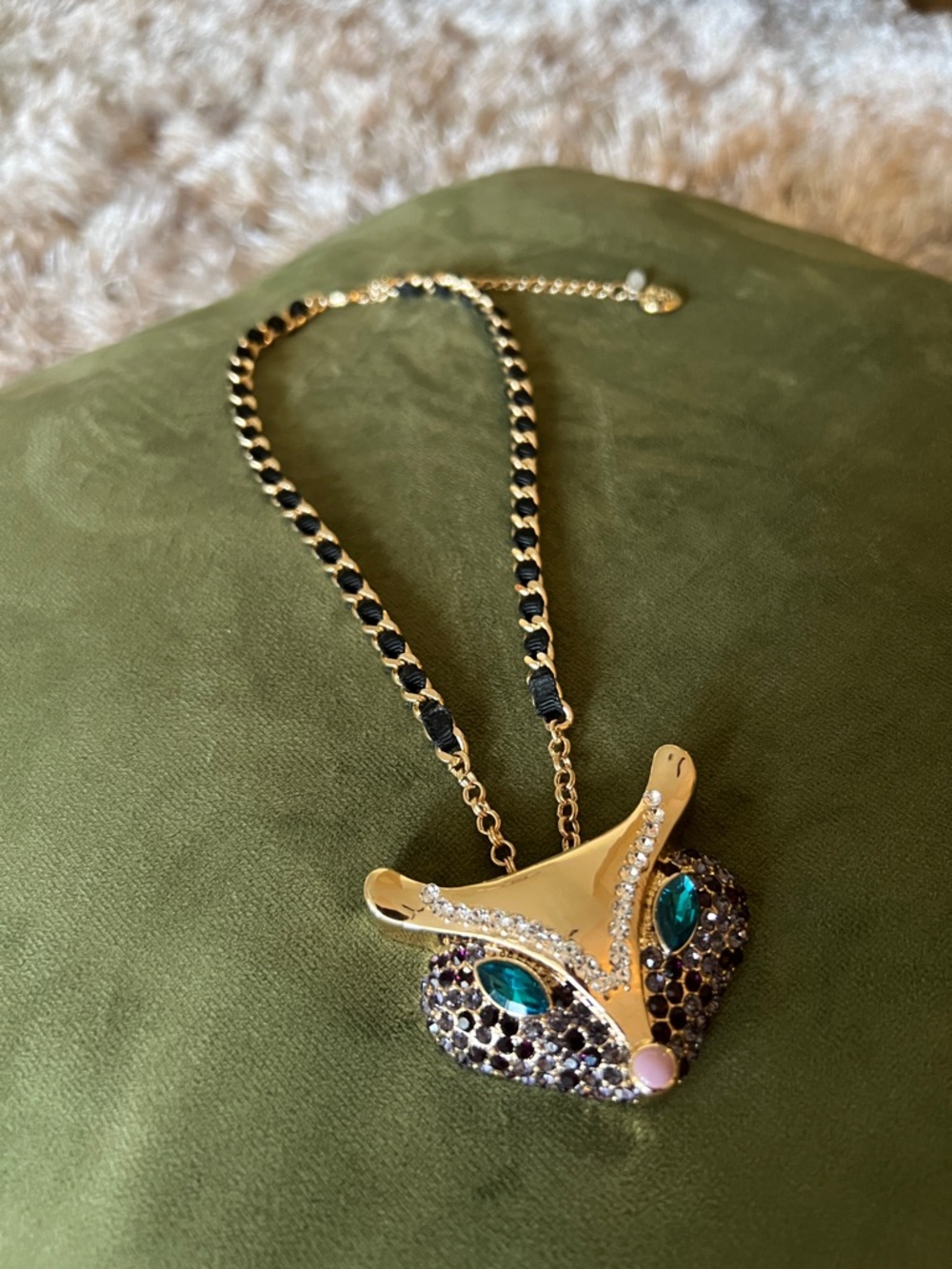 Betsey Johnson Gold Fox Pendant Necklace